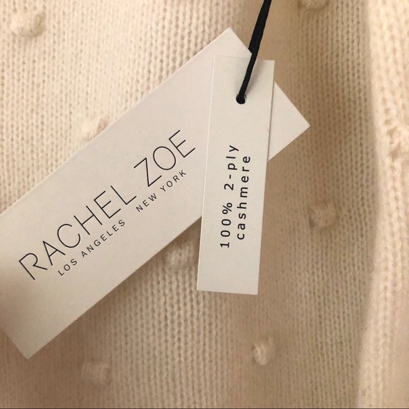 ♦️SOLD♦️Rachel Zoe Pom Pom Cream Cashmere Sweater - Picture 4 of 7
